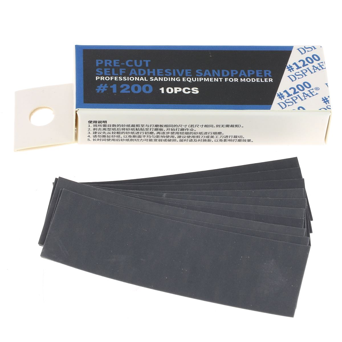 Boite de 10 feuilles de papier de verre 25x75mm - Grain 1200