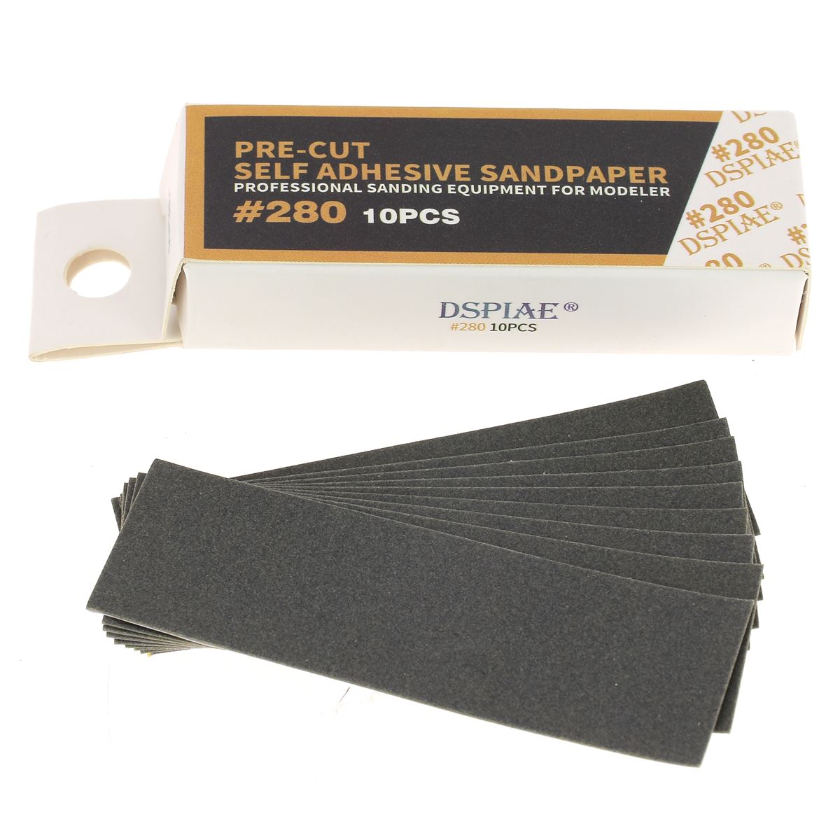 Boite de 10 feuilles de papier de verre 25x75mm - Grain 280