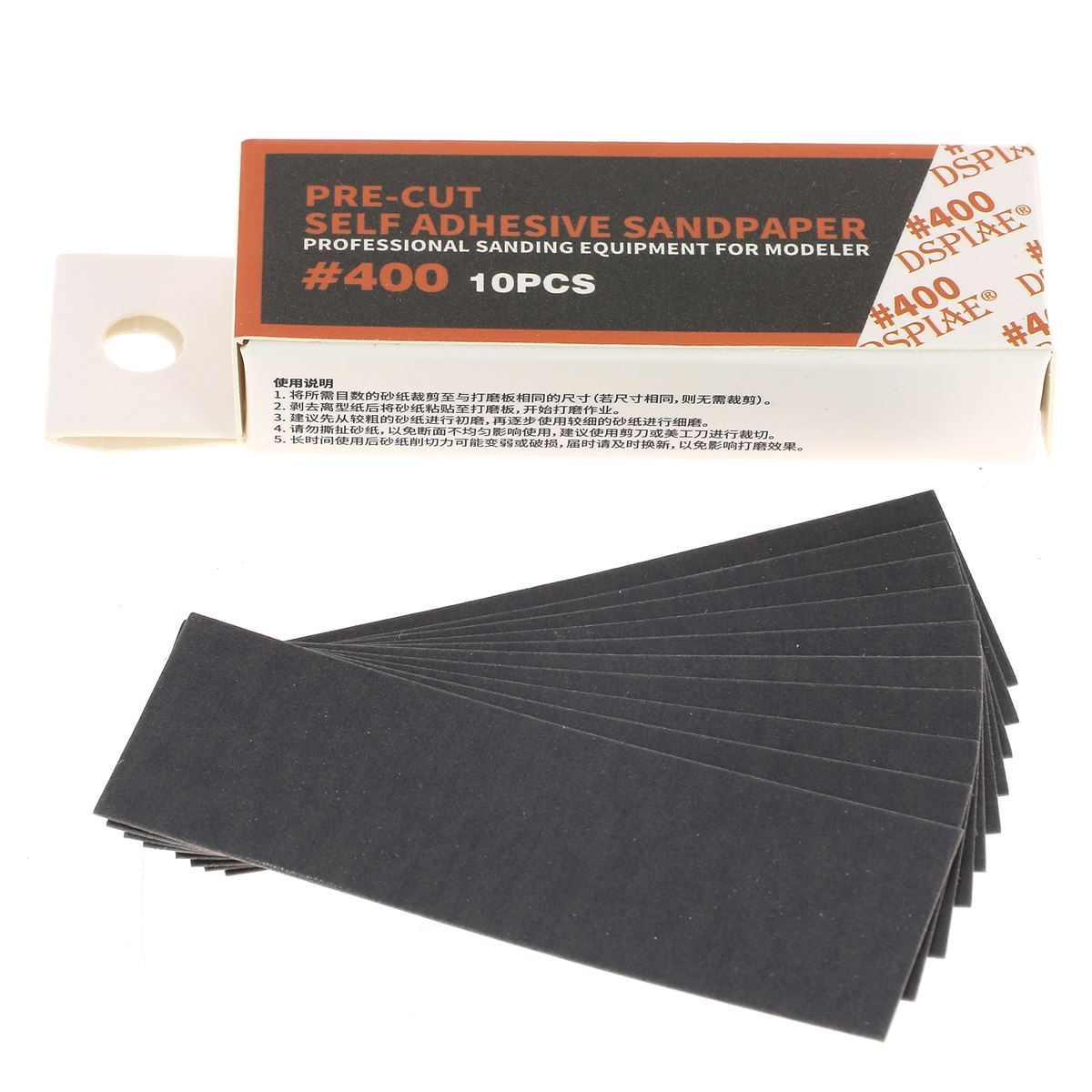 Boite de 10 feuilles de papier de verre 25x75mm - Grain 400