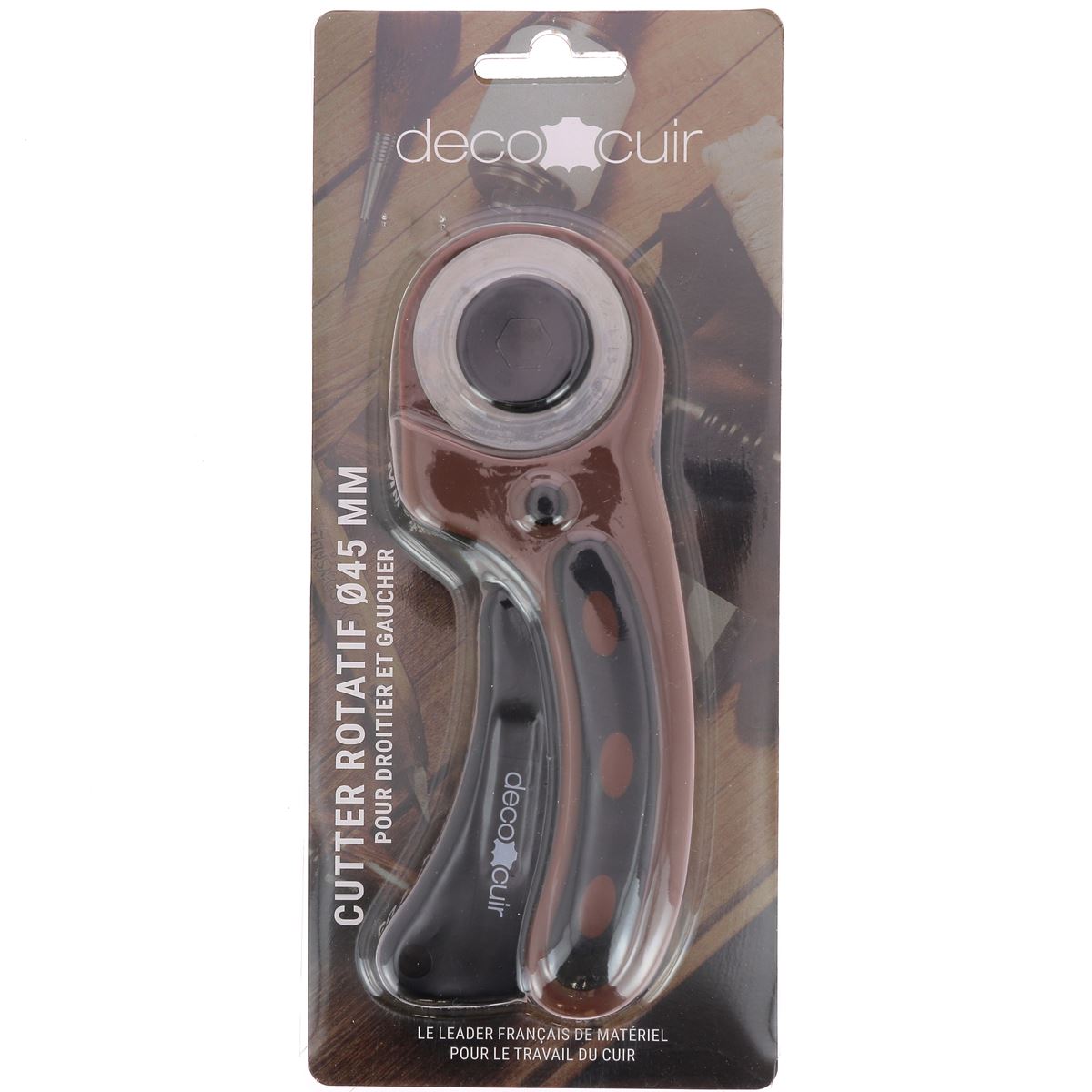 Cutter rotatif - Diamètre 45 mm - Deco Cuir - Ambidextre : pour droitiers et gauchers