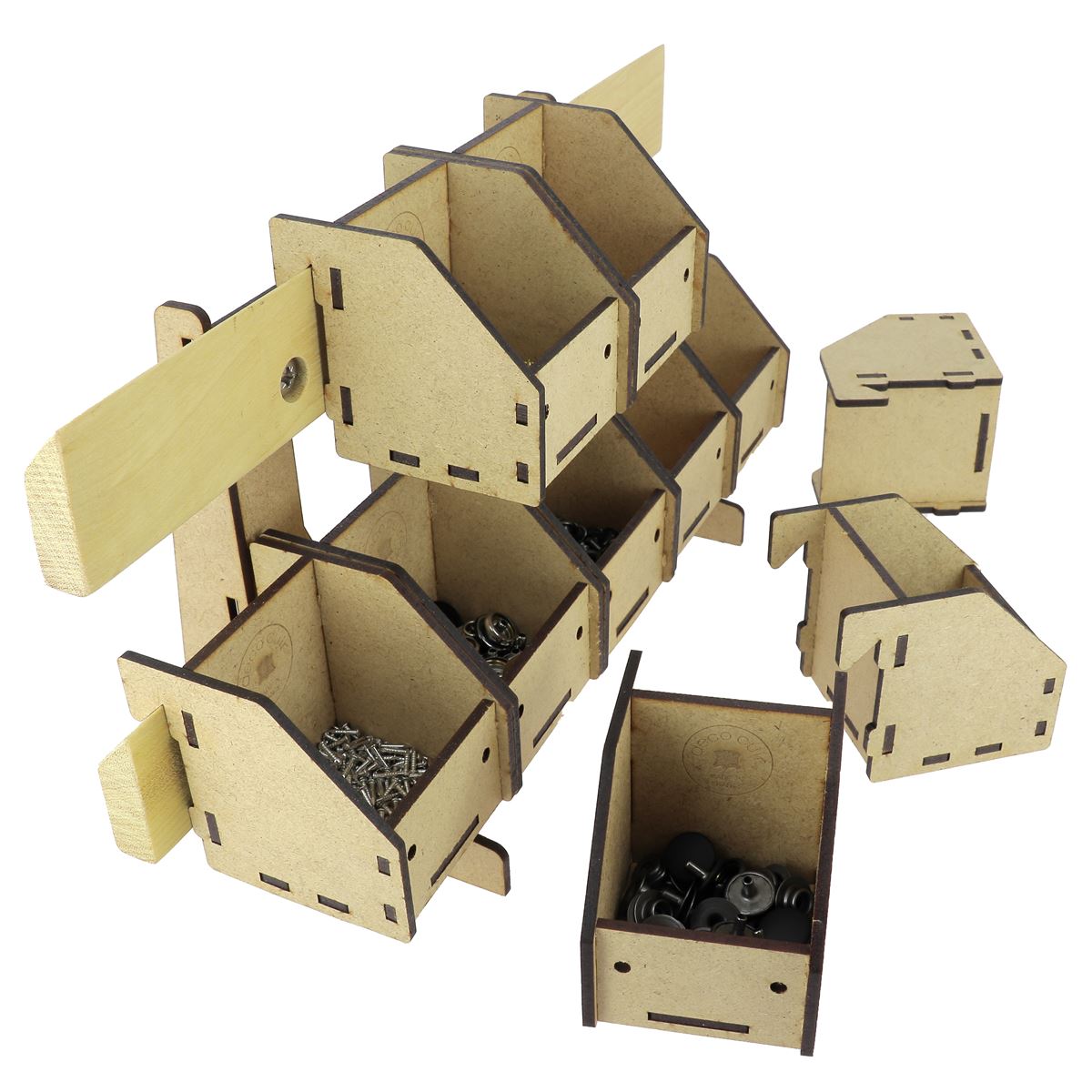 Kit 5 mini boîtes de rangement + 1 barre de fixation - Deco Cuir