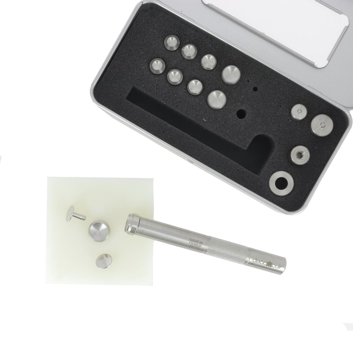 Kit d'outils de pose pour rivets en inox - 16 pièces - Deco Cuir - Deco Cuir