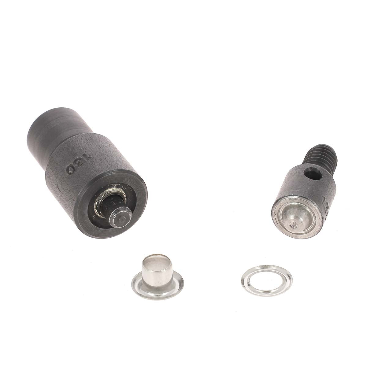 Jeu de pose PRESSE D'ÉTABLI pour fixer les OEILLETS à ROULER avec rondelles diamètre intérieur 5mm