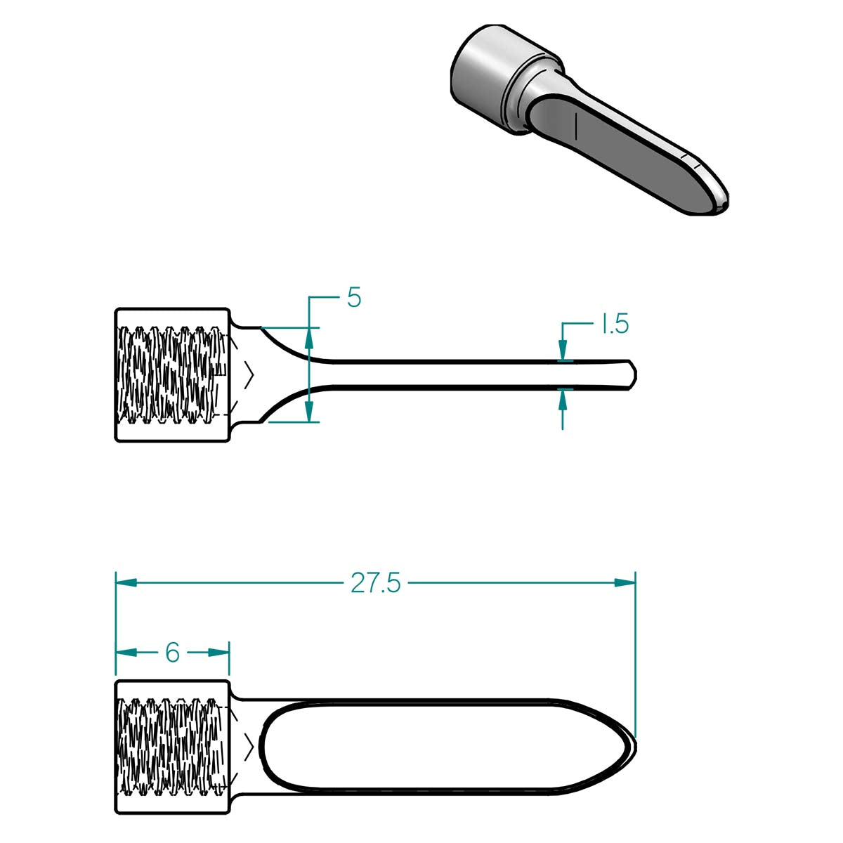 Dimensions petite spatule Adece pour travail à chaud des tranches du cuir