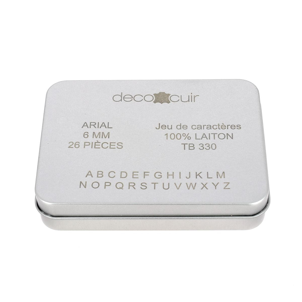 26 lettres majuscules en laiton Arial taille 6mm - Deco Cuir - Embossage et gravure cuir