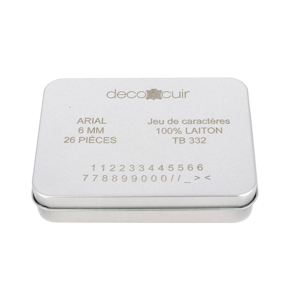 Lot de 26 lettres minuscules en laiton Arial taille 6mm - Deco Cuir - Embossage et gravure cuir