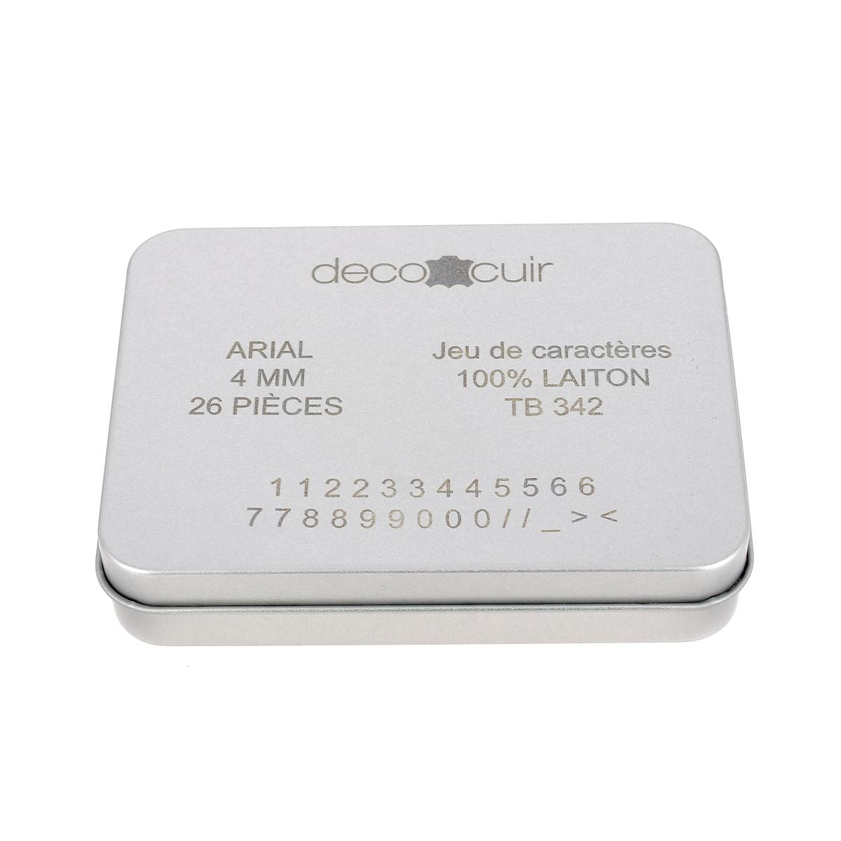 26 chiffres en laiton arial taille 4 mm pour embossage e gravure sur cuir - Deco cuir