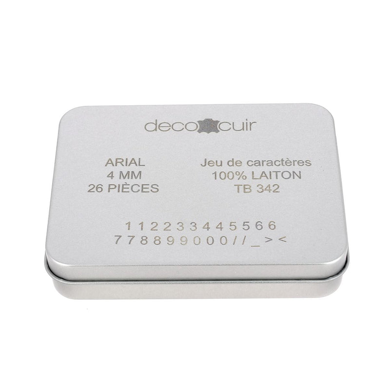 26 chiffres en laiton arial taille 4 mm pour embossage e gravure sur cuir - Deco cuir
