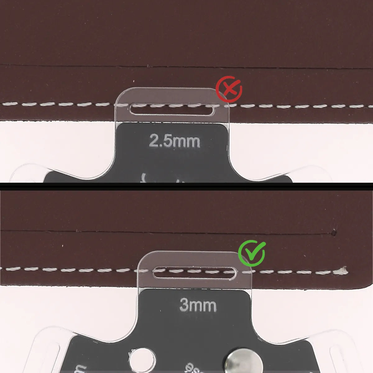 Vérification marges de couture avec guide Deco Cuir