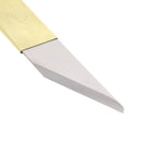 Couteau japonais Kiridashi en laiton pour droitier, outil de précision, avec lame fine et poignée ergonomique.