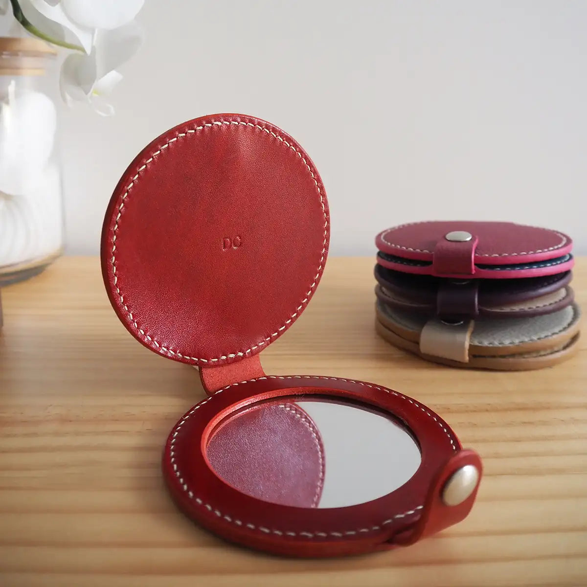 Miroir de poche en cuir DIY