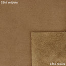 Peau de cuir de veau velours DOLCE taupe, texture douce et luxueuse, en croûte de cuir pour projets de maroquinerie ou décoration.