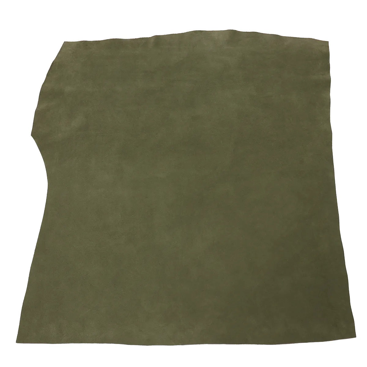 Peau de cuir de veau velours Dolce vert kaki, texture douce et souple pour projets de maroquinerie ou décoration.
