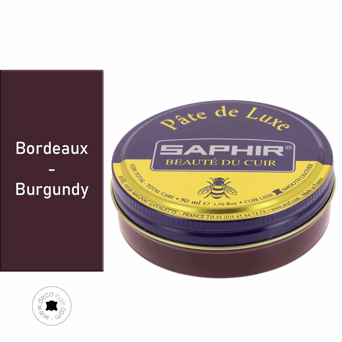 Cirage pâte de luxe pour cuir - Saphir France - Bordeaux