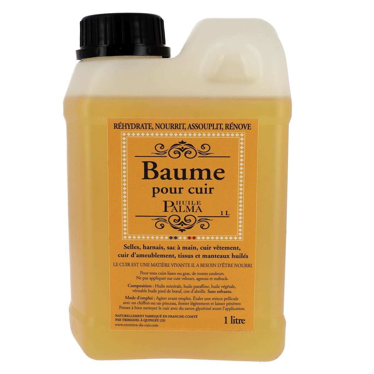 Baume pour cuir - Huile palma incolore - 1litre - Fabriqué en France par Trimadel