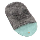 Gant de lustrage en cuir vert et fourrure 