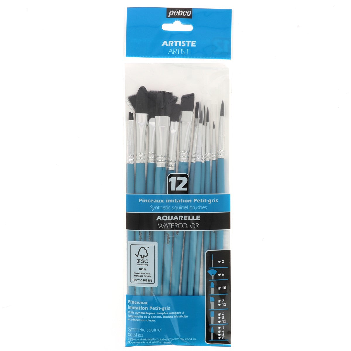 12 pinceaux imitation petit-gris pour teinture du cuir - Poils synthétiques - Pébéo 952207