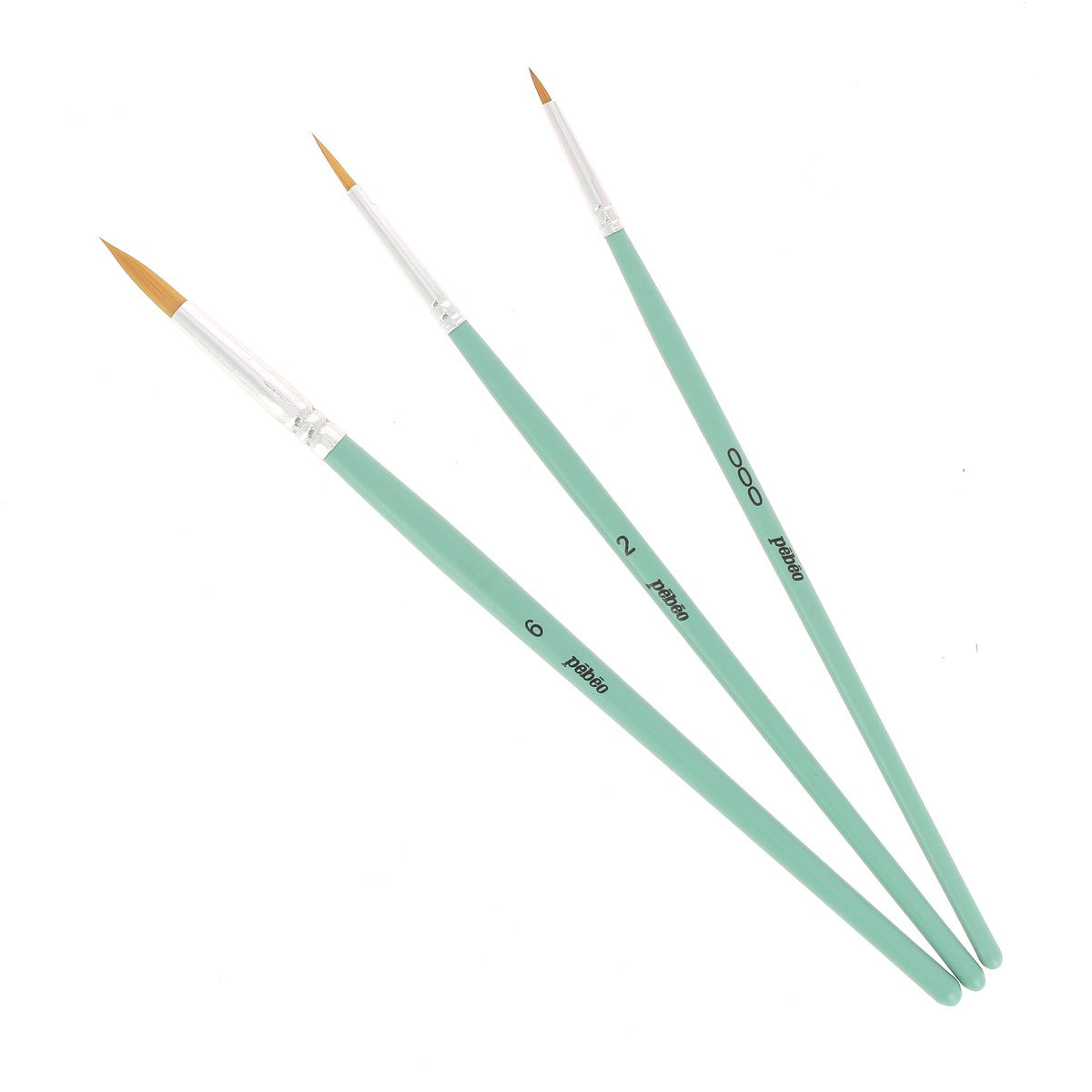 3 pinceaux polyamide doré ronds pour acrylique fluide - Pébéo 952309