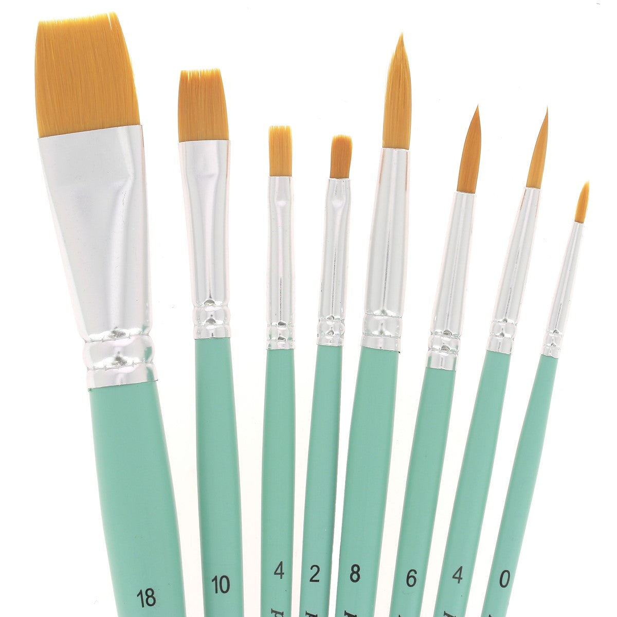 8 pinceaux polyamide doré ronds et plats - Poils synthétiques - Pébéo 952312