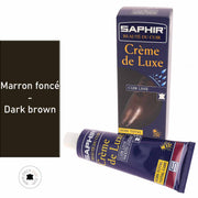 Crème de luxe Saphir pour cuir lisse marron foncé, 50ml, soin d'entretien pour cuir de haute qualité.