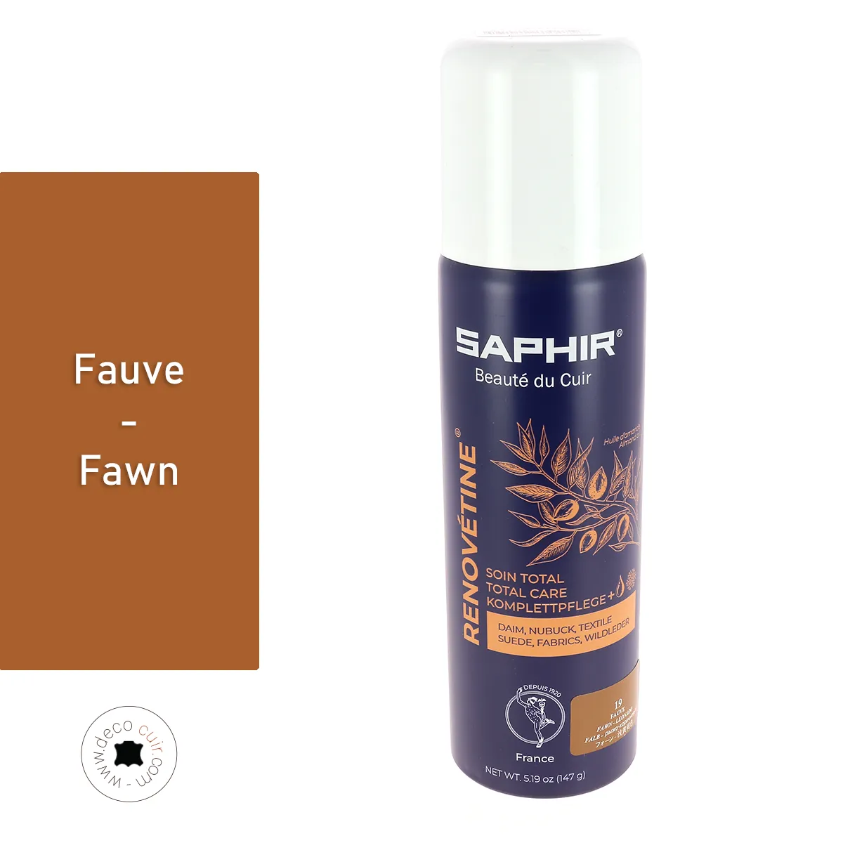 Renovétine soin total pour cuir Velours et Nubuck - Aérosol 200ml - Saphir - Fauve