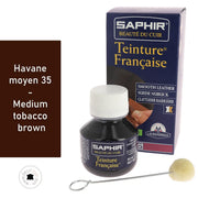Teinture française Saphir 50ml couleur havane moyen, produit pour teinter et peindre les matériaux.