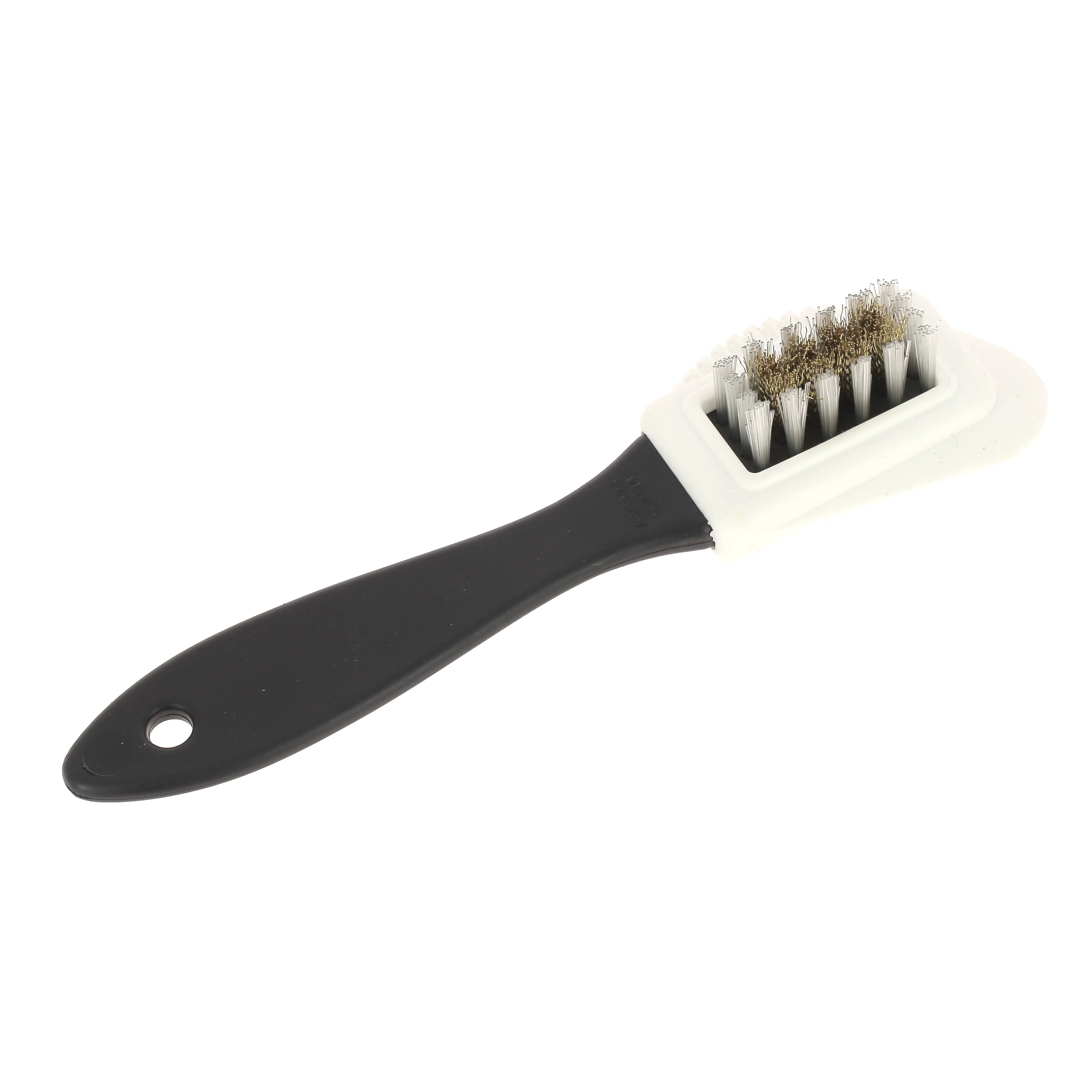 Brosse en caoutchouc, poils en laiton et nylon pour entretien des cuirs velours, nubuck et daim