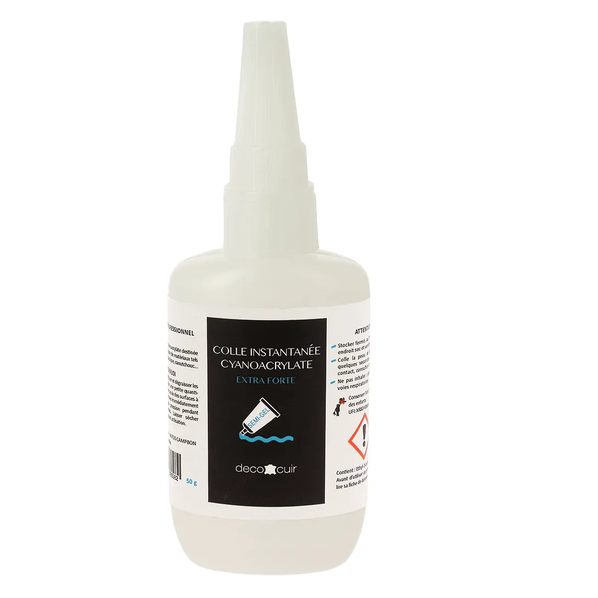 Colle semi-gel super glue cyanoacrylate extra forte Deco Cuir pour cuir, métal, plastique, caoutchouc...