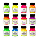 Lot de 12 peintures cuir acrylique Angelus NEON - pots de 29,5 ml
