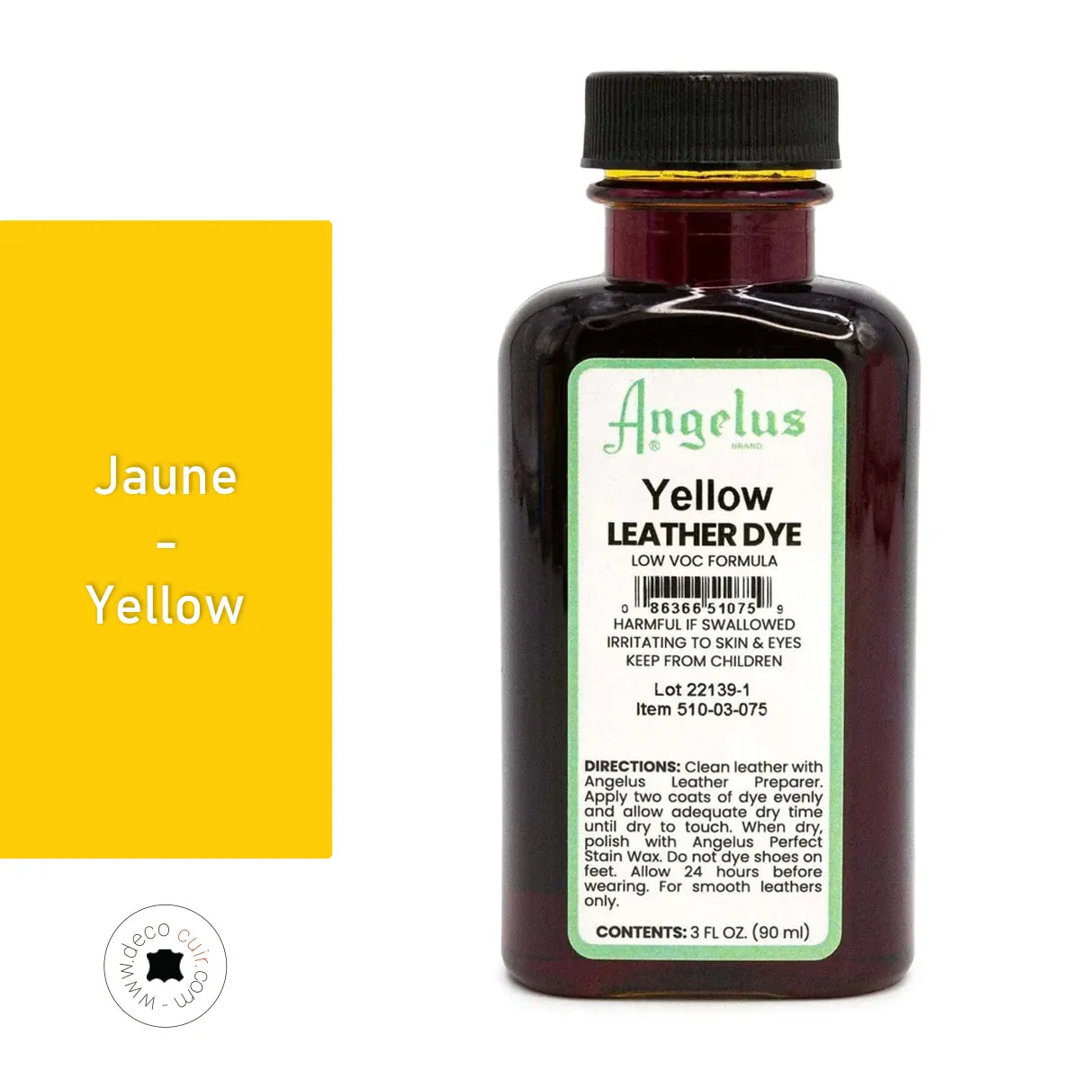 Teinture pour cuir Angelus à faible teneur en COV jaune