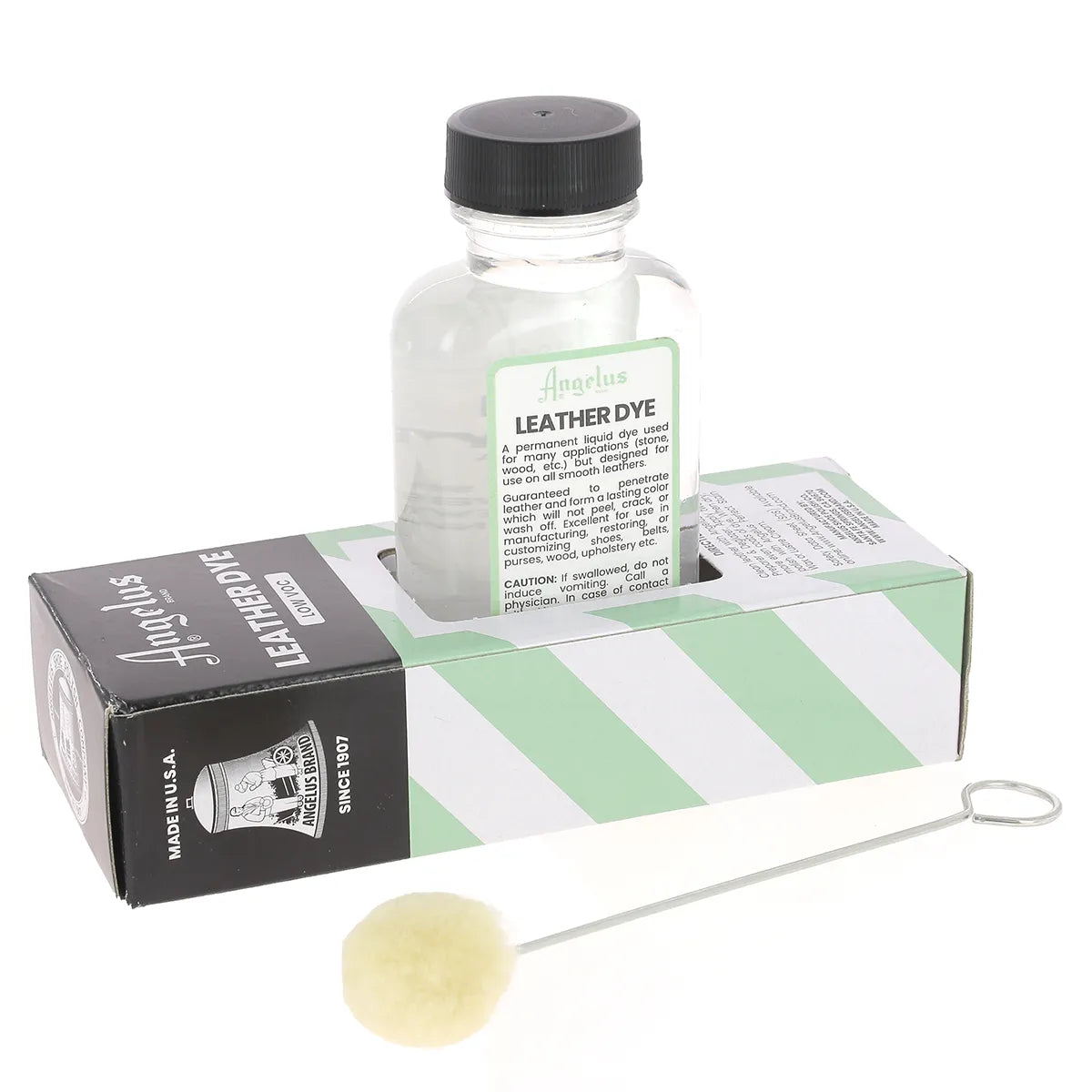 Teinture pour cuir Angelus à faible teneur en COV Leather dye 90ml neutre avec tampon applicateur