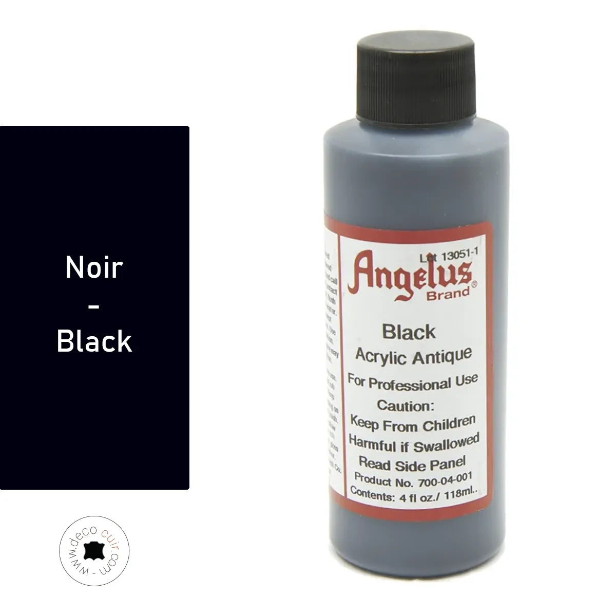 Finition antique acrylique Angelus noir : patine effet vieilli pour cuir - BLACK