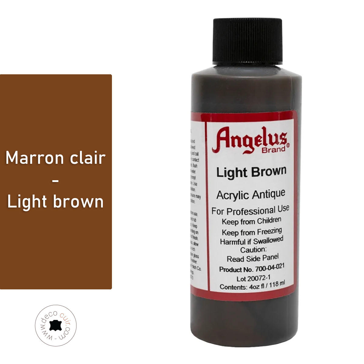 Finition antique acrylique Angelus marron clair : patine pour cuir - LIGHT BROWN