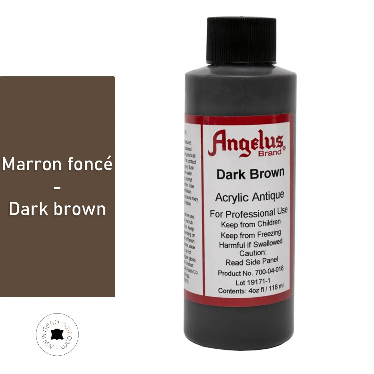 Finition antique acrylique Angelus marron foncé - Patine pour cuir - DARK BROWN