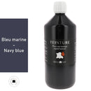 Teinture à base aqueuse Deco Cuir en bleu marine, pour cuir, dans un flacon d'1 litre, teintures et peintures pour cuir.