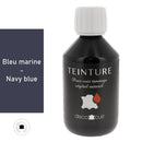 Teinture base aqueuse Deco Cuir en bleu marine, peinture pour cuir, application facile, finition durable, pour rénovation de cuir.
