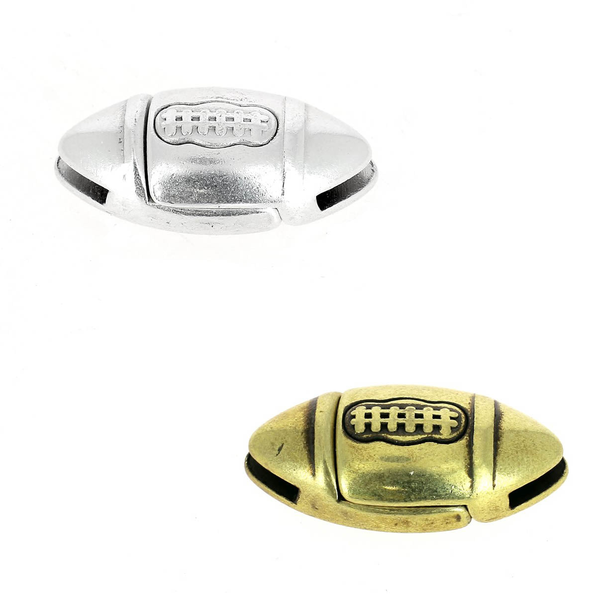 Fermoir bijou aimanté - Ballon de rugby - Lacet plat