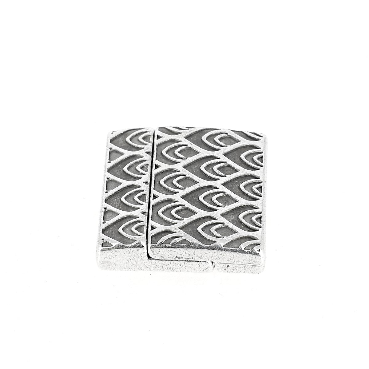 Fermoir bijou aimanté - Plumes de paon - Lacet plat