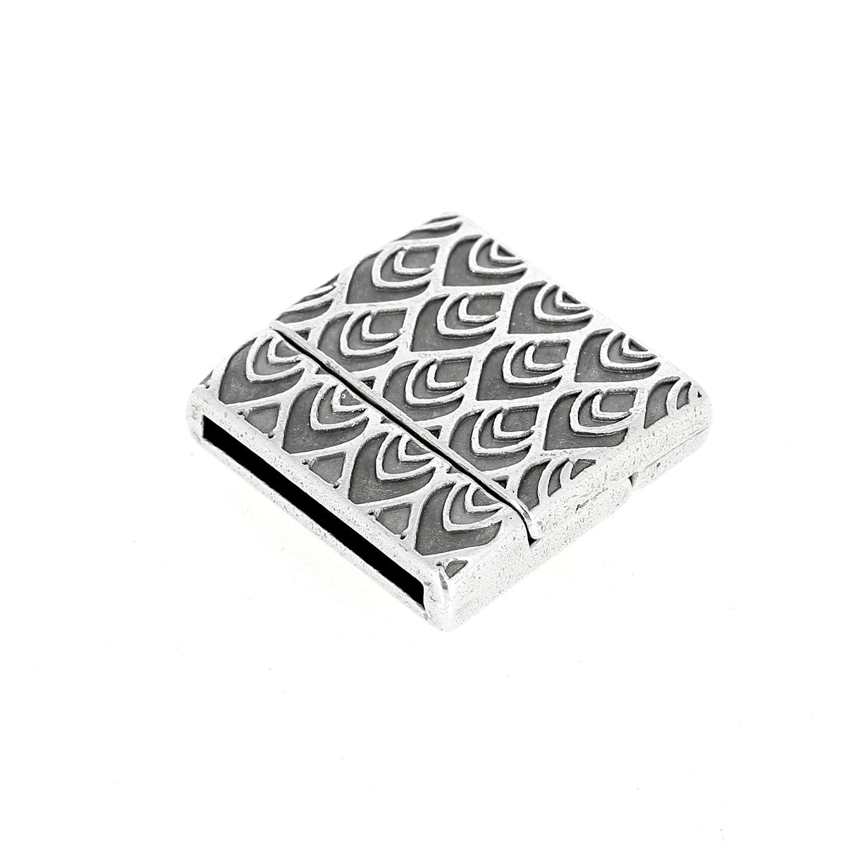 Fermoir bijou aimanté - Plumes de paon - Lacet plat