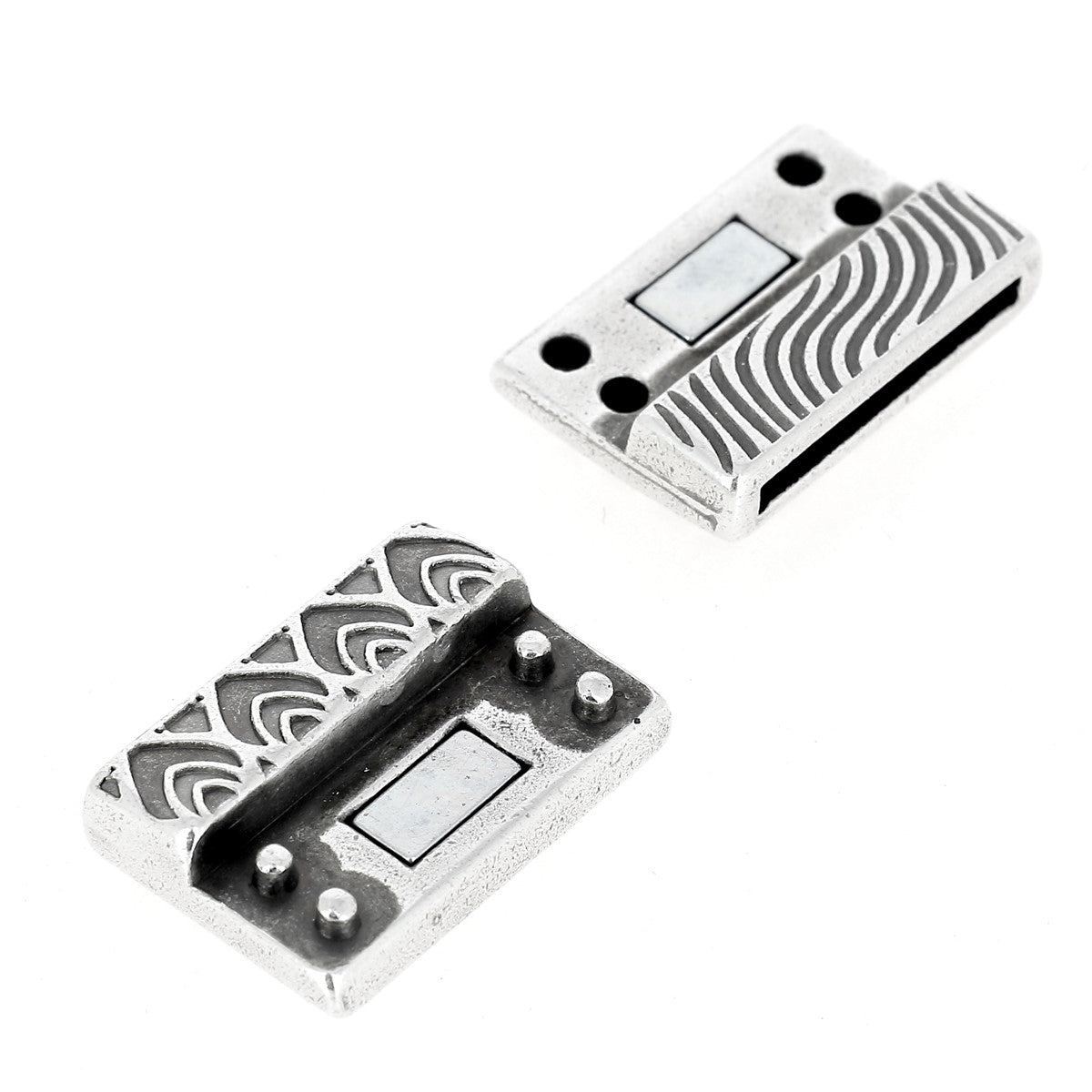 Fermoir bijou aimanté - Plumes de paon - Lacet plat