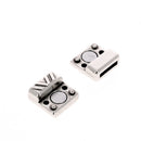 Fermoir bijou aimanté - TRIANGLE - Lacet plat de 10 mm - Argent vieilli - Deco Cuir