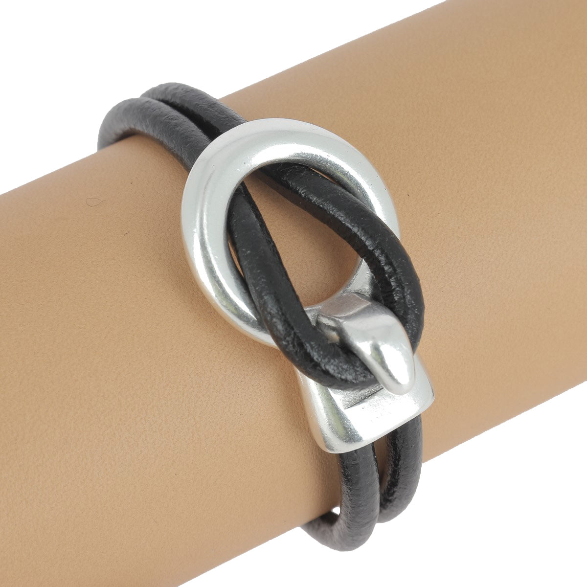 Fermoir bijou - Crochet - Lacet rond de 4mm - Argent vieilli