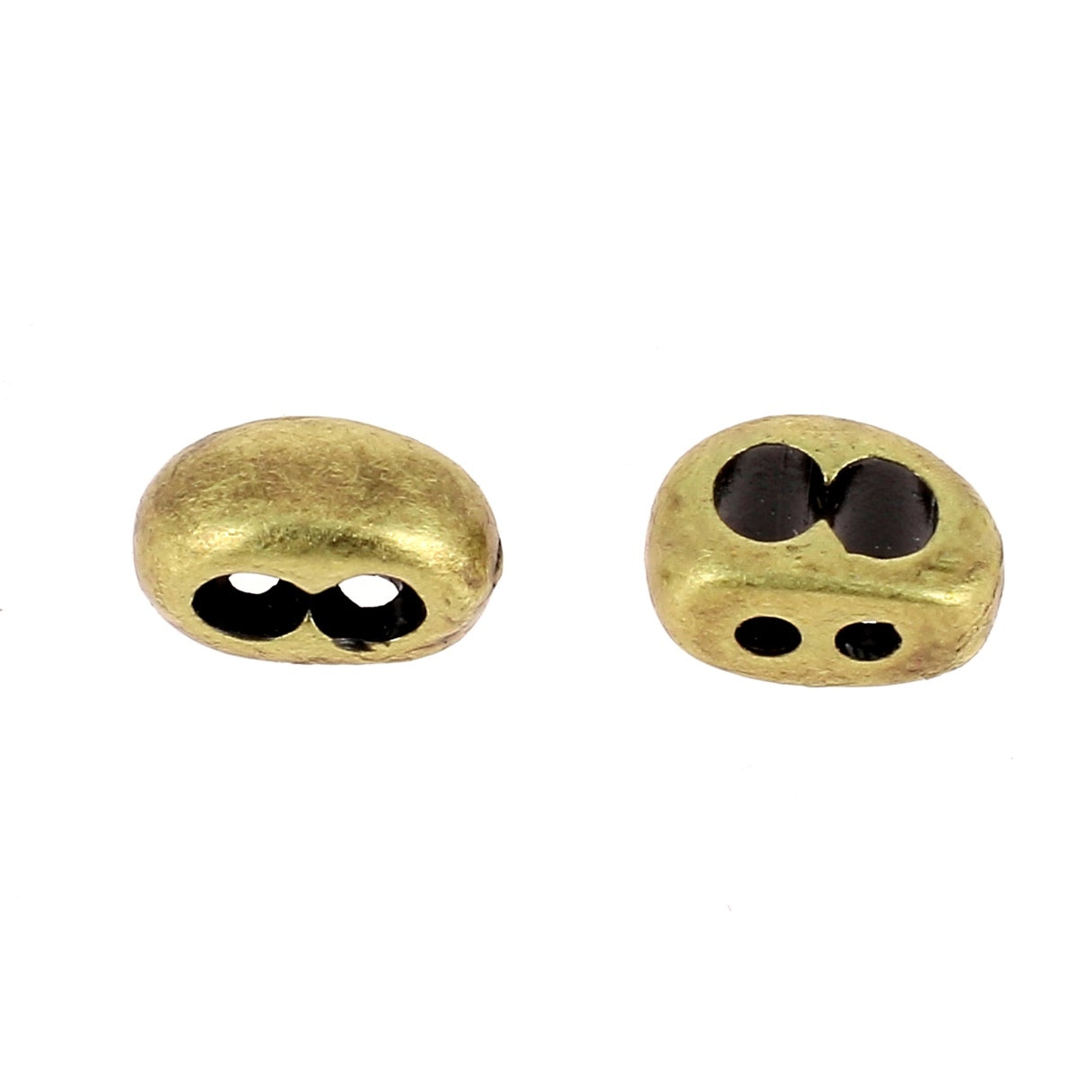 Perle coulissante 2 trous pour bracelet en cuir rond - Laiton vieilli