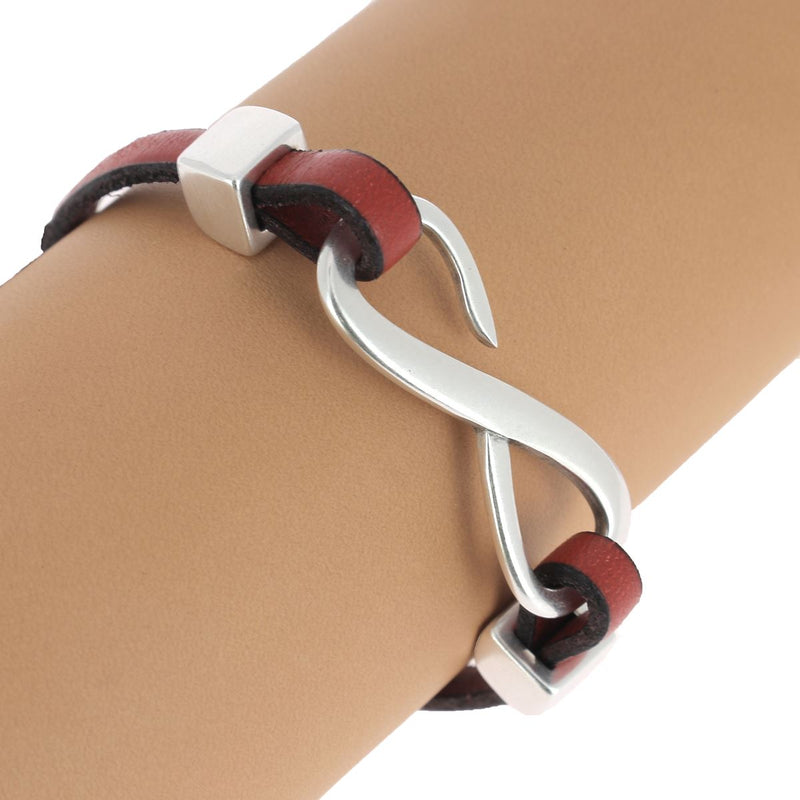 Bracelet en cuir - Lacet plat 5 mm avec fermoir bijou crochet en S et embouts bloquants