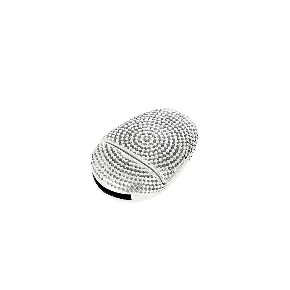 Fermoir bijou aimanté - OVALE À POINTS - Lacet plat 10mm - ARGENT VIEILLI