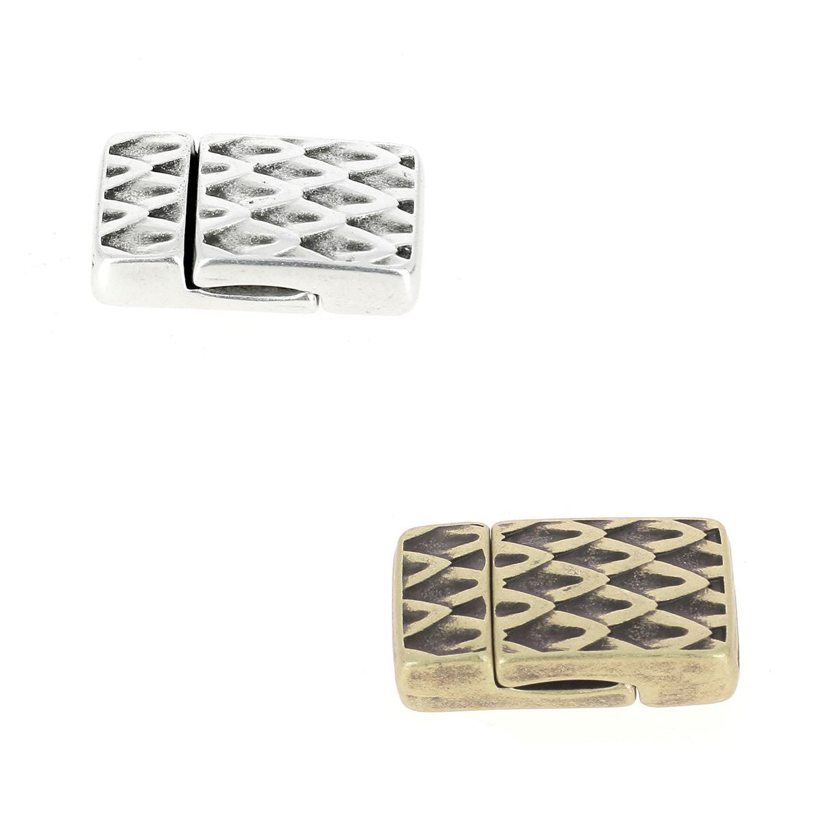 Fermoir bijou aimanté - PEAU DE SERPENT - Lacet plat 10mm