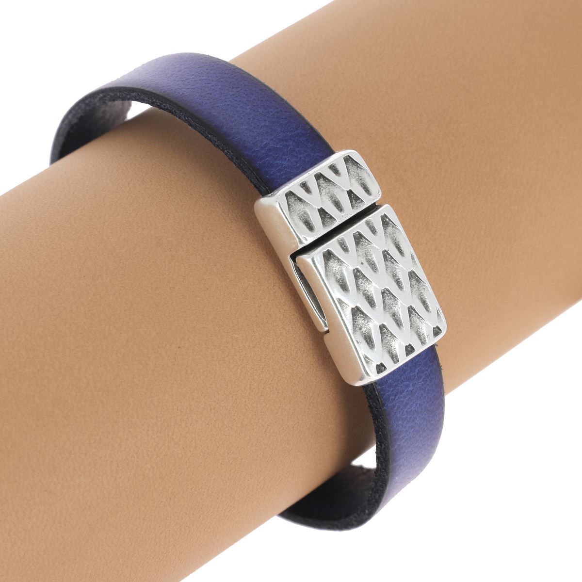 Fermoir bijou aimanté - PEAU DE SERPENT - Lacet plat 10mm