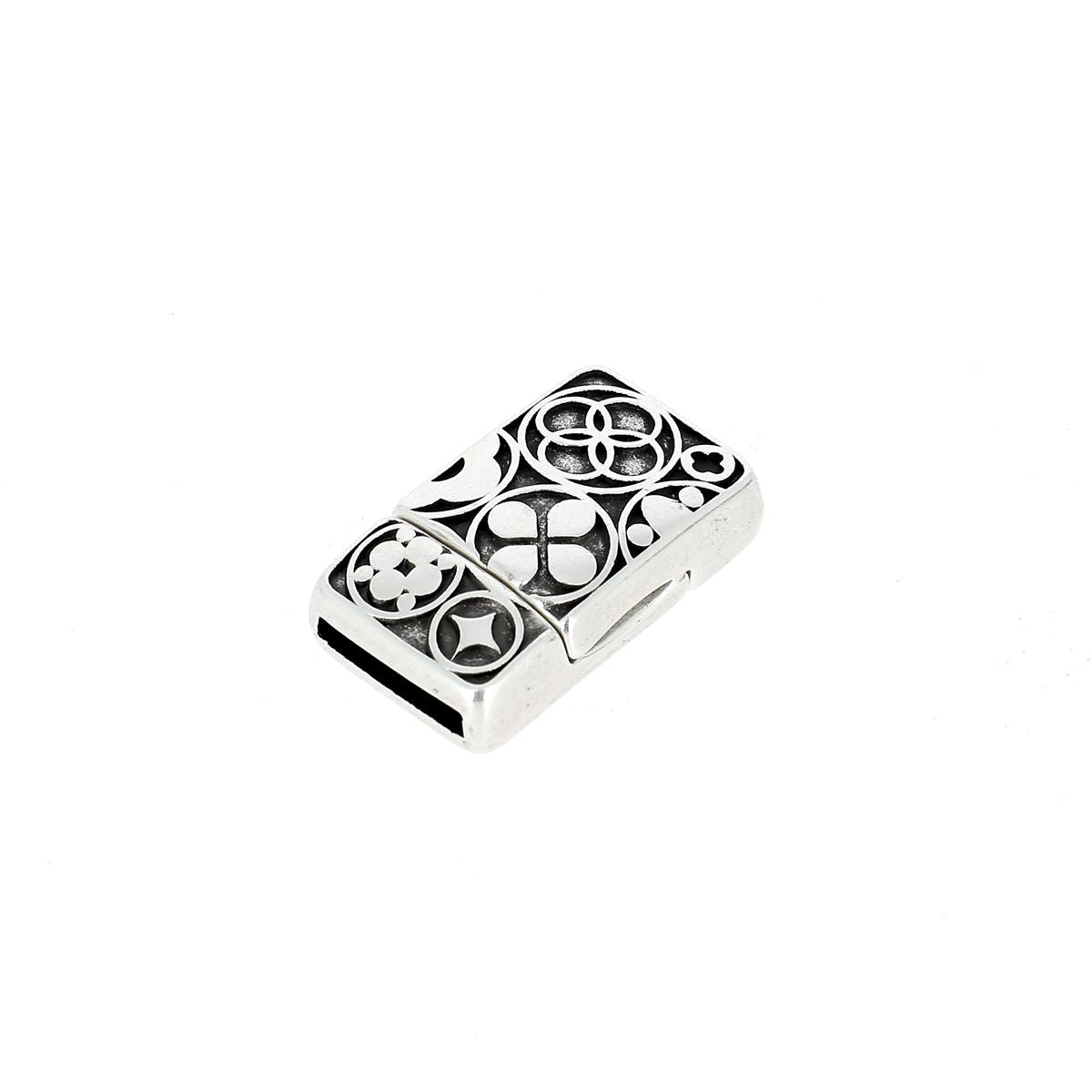 Fermoir bijou aimanté - DIANE - Lacet plat 10mm - ARGENT VIEILLI