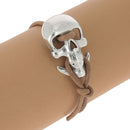 Bracelet en cuir - Crochet tête de mort avec lacet en cuir de 3 mm