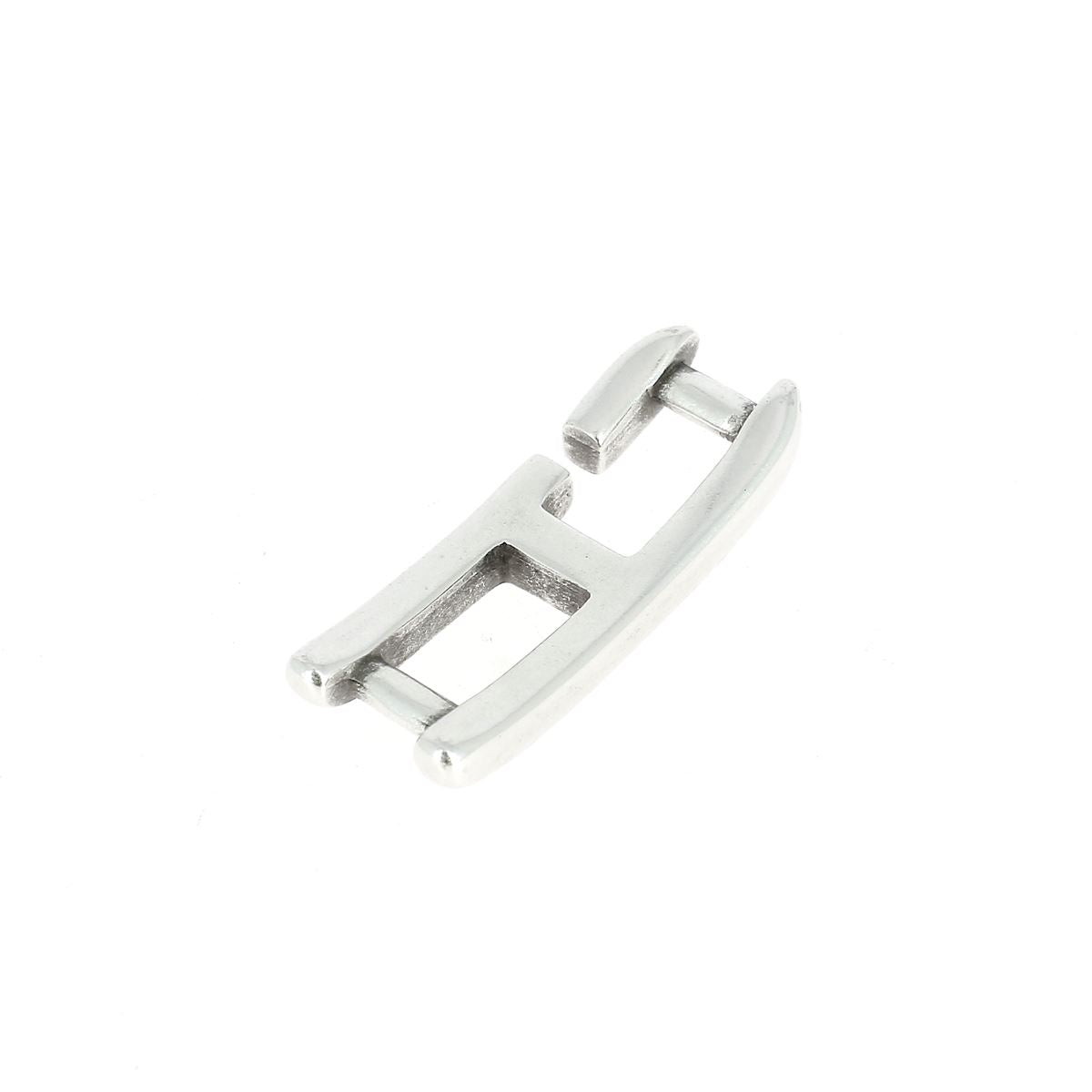 Fermoir bijou crochet - rectangulaire - Lacet plat 5mm - ARGENT VIEILLI